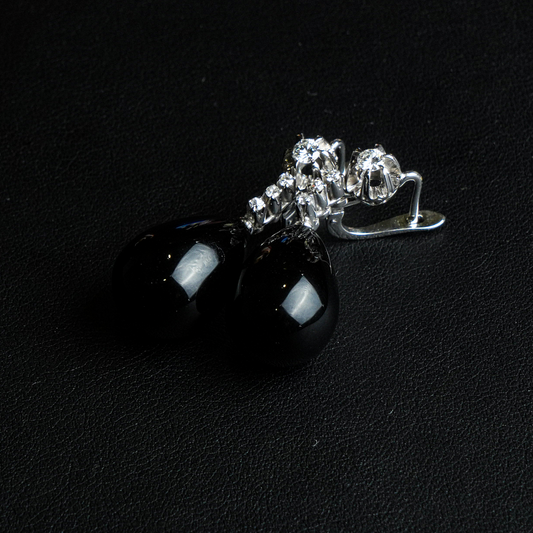 Orecchini In oro 18k.ti con Diamanti e Onice