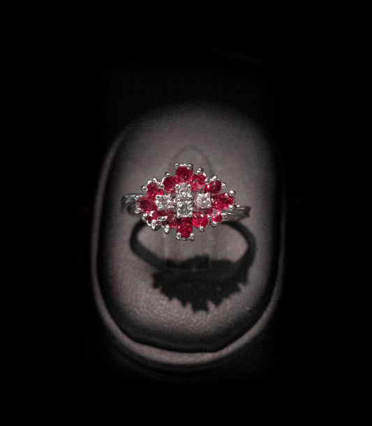 Anello oro 18k .ti con Rubini e Diamanti