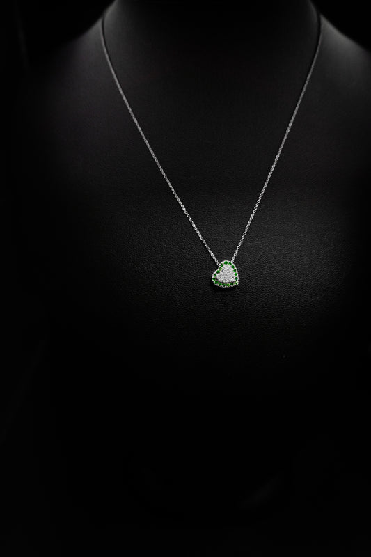 Collana e ciondolo cuore con Diamanti e Smeraldi