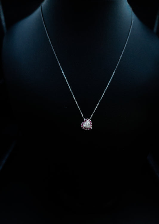 Collana e ciondolo cuore con Diamanti e Rubini