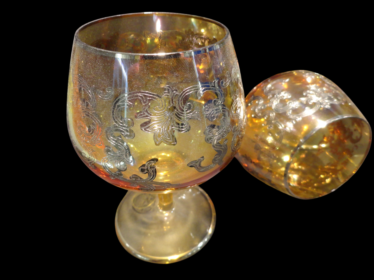 Bicchieri cognac cristallo e platino