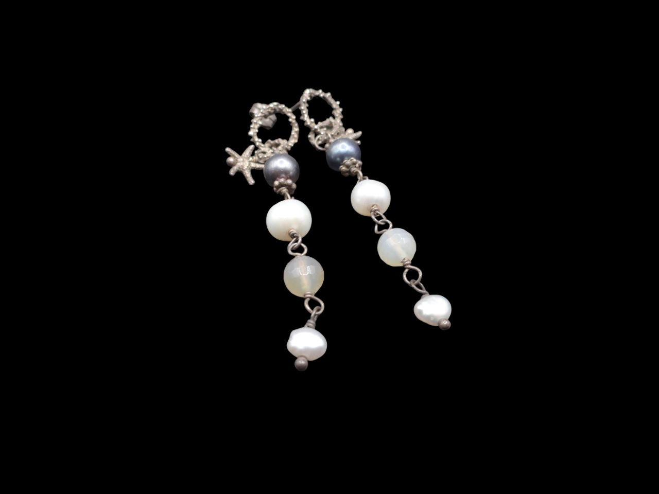 Orecchini stella in argento e pietre