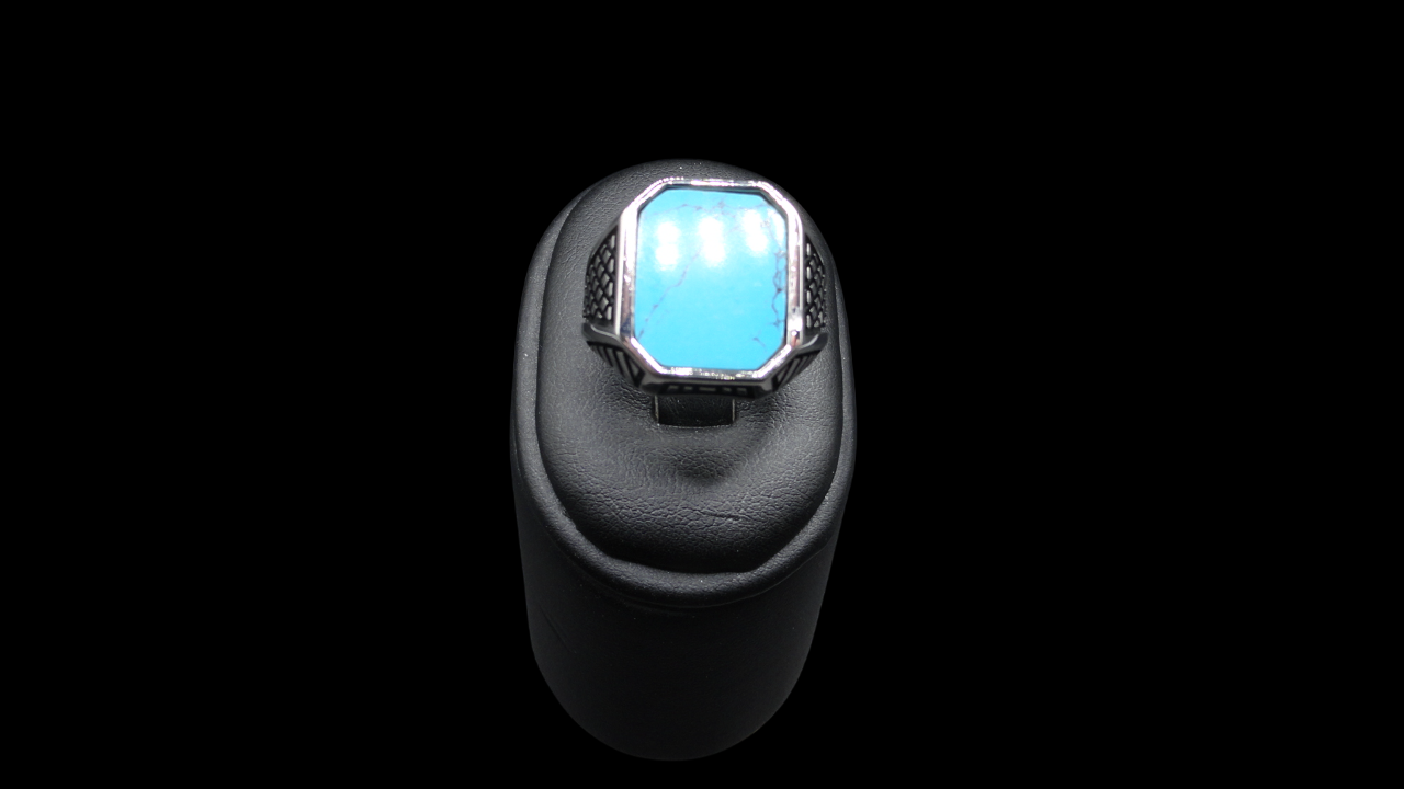 Anello uomo argento e turchese