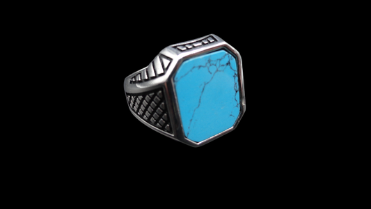Anello uomo argento e turchese