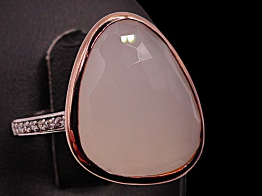 Anello argento e quarzo rosa