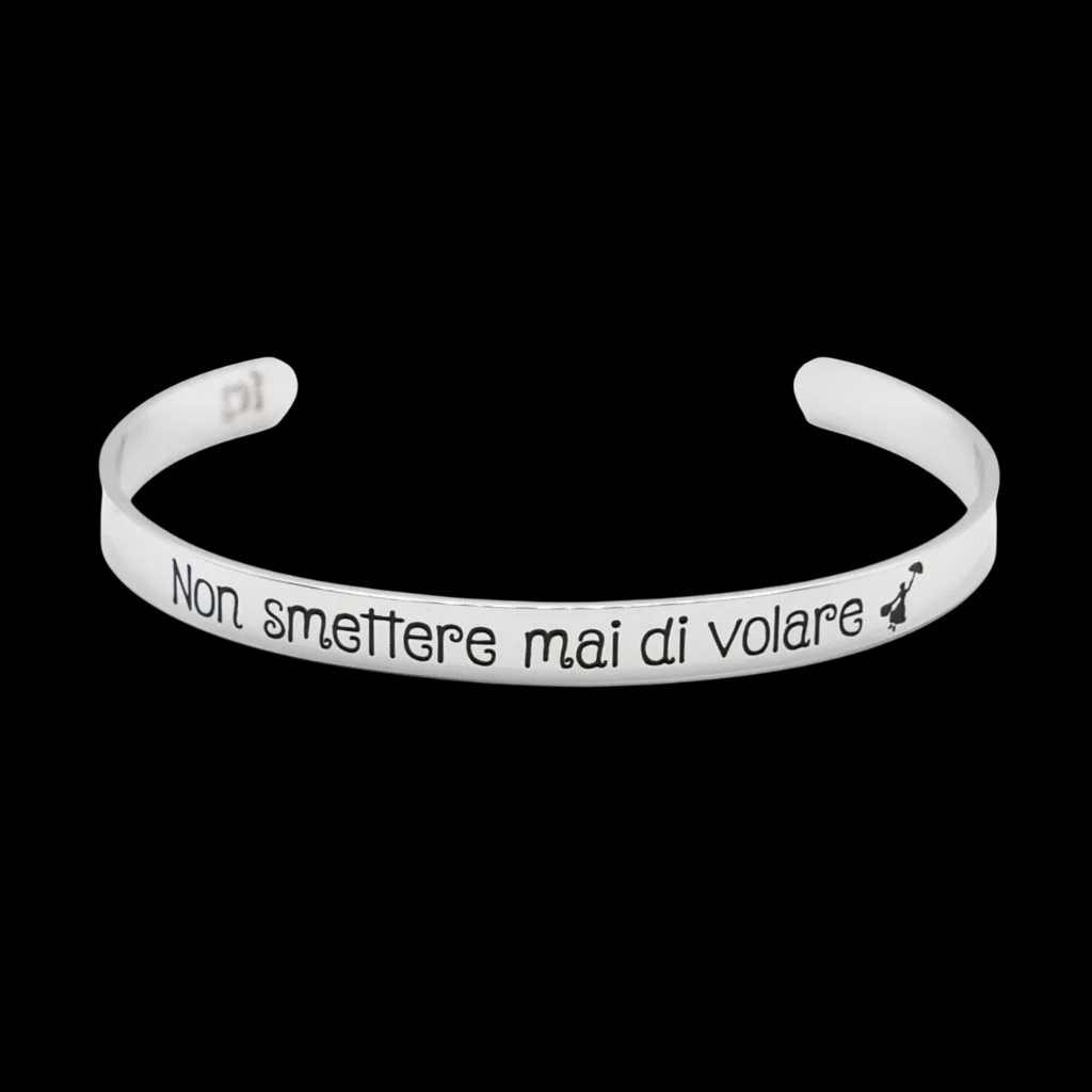 Bracciale rigido “Non smettere mai di volare”