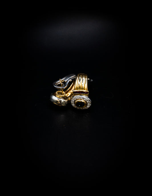 Orecchini in oro 18 k. ti con Diamanti, Rubini e Zaffiri