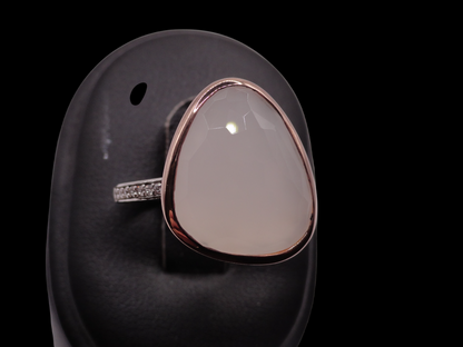 Anello argento e quarzo rosa